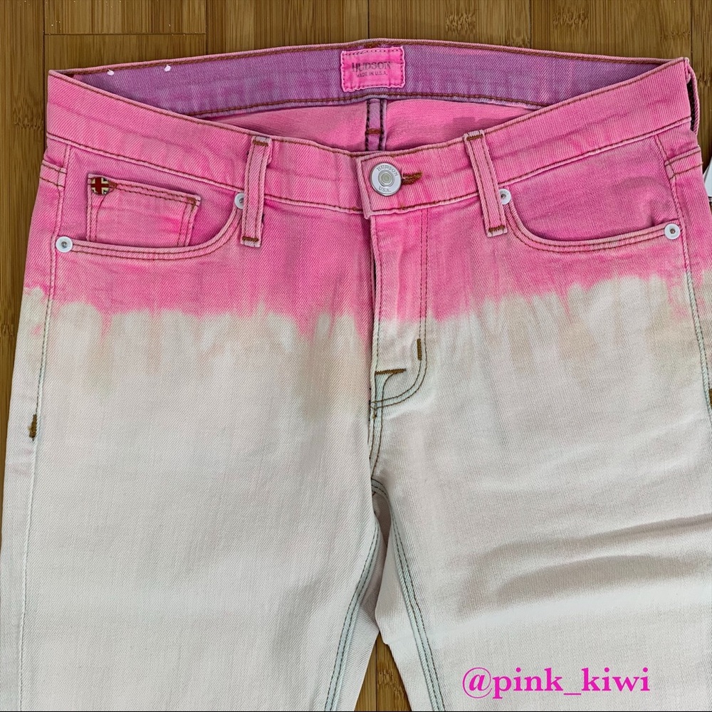 Hudson Krista Skinny Pink Ombré Crop Jeans - Picture 3 of 12